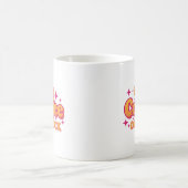 "コーヒータイム" 明るいピンクとオレンジのマグカップ コーヒーマグカップ (中央)