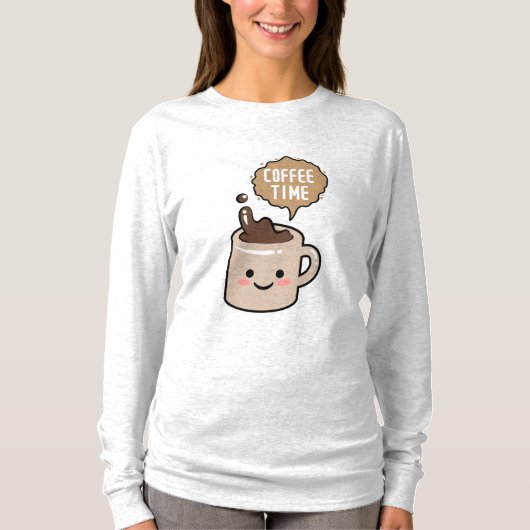 コーヒータイム 面白い かわいい コーヒー Tシャツ (正面)