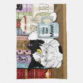 コーヒータキシードおもしろい猫 キッチンタオル (縦)