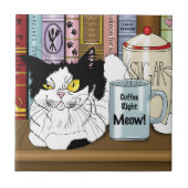 コーヒータキシードおもしろい猫 タイル (正面)