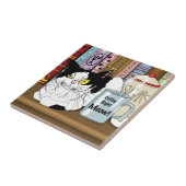 コーヒータキシードおもしろい猫 タイル (側面)