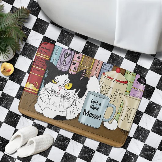 コーヒータキシードおもしろい猫 バスマット