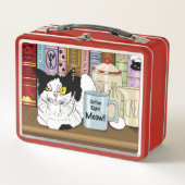 コーヒータキシードおもしろい猫 メタルランチボックス (正面)