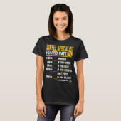 コーヒータスター時給バリスタコーヒーボタン Tシャツ (正面フル)