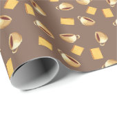 コーヒーチョコレートビスケット模様トープ褐色食品 ラッピングペーパー (ロールコーナー)