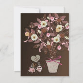 コーヒーチョコレートピンクブラウンブライダルシャワー招待状 招待状 (裏面)