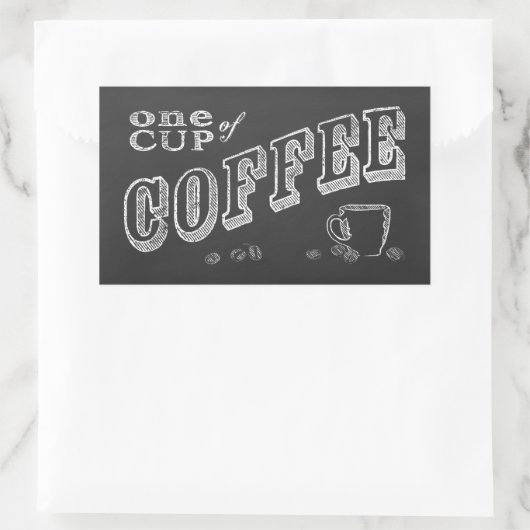 コーヒーチョークアート1杯 長方形シール (バッグ)