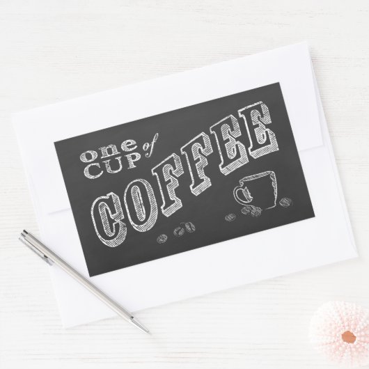 コーヒーチョークアート1杯 長方形シール (封筒)