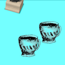 コーヒーティーカップロイヤリティカード ラバースタンプ