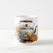 コーヒーティータイムフラワーかわいらしズフローラポットデザイン コーヒーマグカップ (中央)