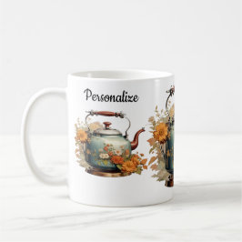 コーヒーティータイムフラワーかわいらしズフローラポットデザイン コーヒーマグカップ