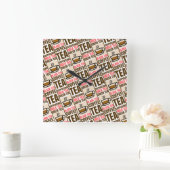 コーヒーティーパターン、アクリル壁時計 スクエア壁時計 (ホーム)