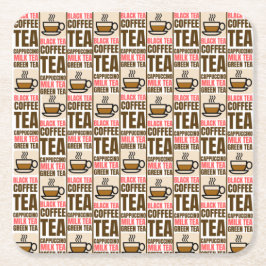 コーヒーティーパターン、紙コースター スクエアペーパーコースター