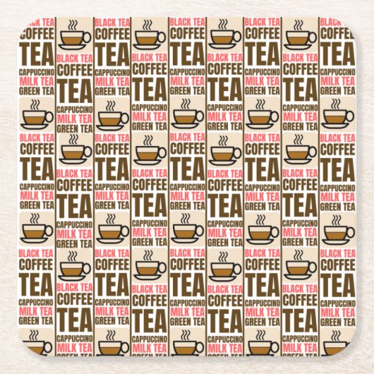 コーヒーティーパターン、紙コースター スクエアペーパーコースター (正面)