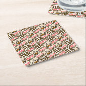 コーヒーティーパターン、紙コースター スクエアペーパーコースター (アングル)