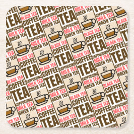 コーヒーティーパターン、紙コースター スクエアペーパーコースター