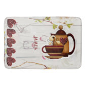 コーヒーティーポットハート素朴カントリーガーデンエレガント バスマット (正面)