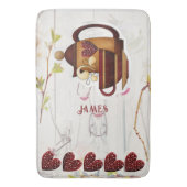 コーヒーティーポットハート素朴カントリーガーデンエレガント バスマット (正面縦)