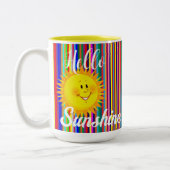 コーヒーティーマグカップ、ハローサンシャインサンストライプズ ツートーンマグカップ (左)
