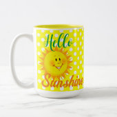 コーヒーティーマグカップ、ハローサンシャインサンポークドット ツートーンマグカップ (左)