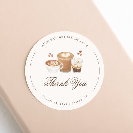 コーヒーテーマのブライズシャワーお礼メッセージ ラウンドシール