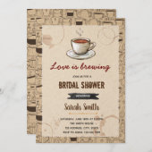 コーヒーテーマのブライダルシャワー招待 招待状 (正面/裏面)