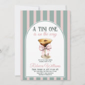 コーヒーテーマエスプレッソマルティーニピンクボウベイビーシャワー 招待状 (正面)