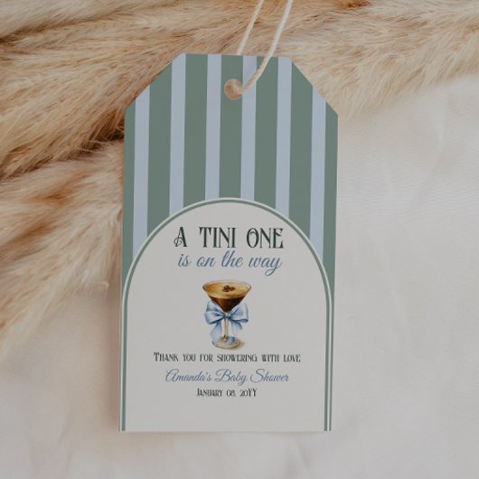 コーヒーテーマエスプレッソマルティーニブルーボウベイビーシャワー ギフトタグ