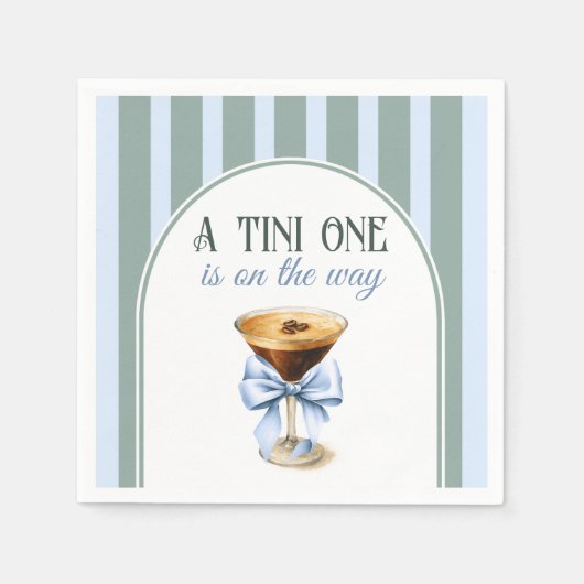 コーヒーテーマエスプレッソマルティーニブルーボウベイビーシャワー スタンダードカクテルナプキン (正面)