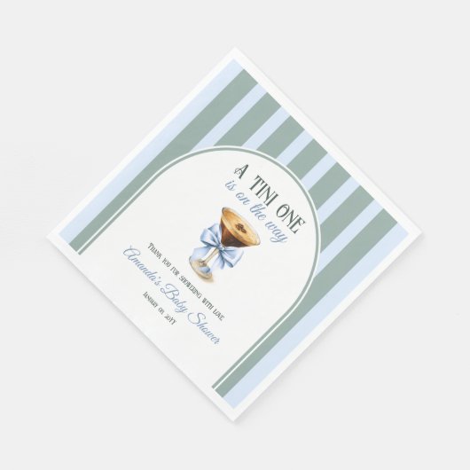 コーヒーテーマエスプレッソマルティーニブルーボウベイビーシャワー スタンダードランチョンナプキン (角)