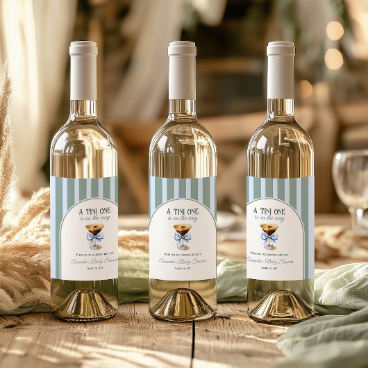 コーヒーテーマエスプレッソマルティーニブルーボウベイビーシャワー ワインラベル