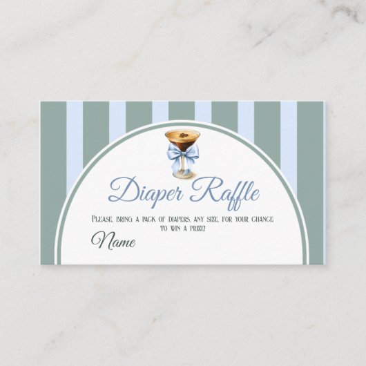 コーヒーテーマエスプレッソマルティーニ赤ちゃんシャワーおむつ エンクロージャーカード (正面)