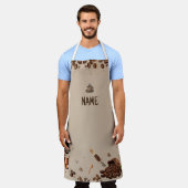 コーヒーテーマオールオーバープリントエプロン中型車 エプロン (着用した状態)