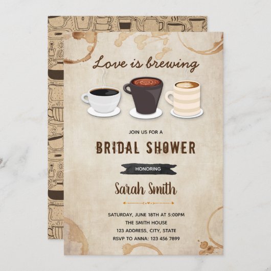 コーヒーテーマカードの招待 招待状 (正面/裏面)