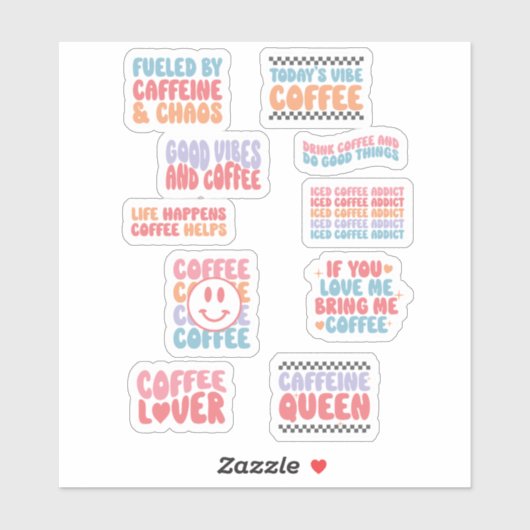 コーヒーテーマ引用文レトロ美学 シール (シート)