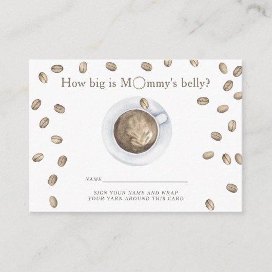 コーヒーテーマ赤ちゃんシャワーお母さんの腹の大きさ エンクロージャーカード (正面)