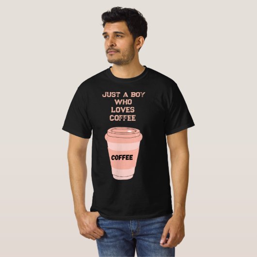 コーヒーデザインのブラックTシャツ Tシャツ (正面フル)