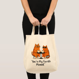 コーヒーデートの猫カップルトートバッグ トートバッグ
