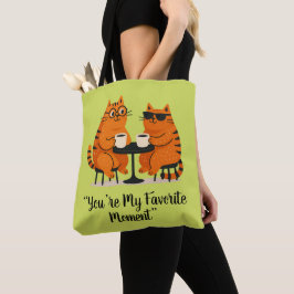 コーヒーデートの猫カップル トートバッグ
