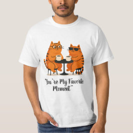 コーヒーデートの猫カップルTシャツ Tシャツ