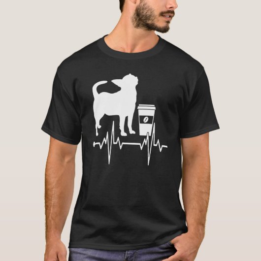 コーヒードッグ心臓猫動物コーヒー中毒O Tシャツ (正面)