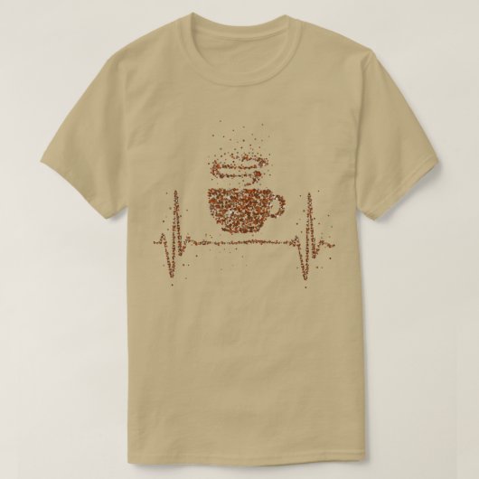 コーヒードリンカーコーヒーカフェイン心拍 Tシャツ (デザイン正面)