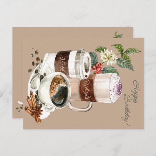 コーヒードリンク、お誕生日おめでとう、祝賀 ポストカード (正面/裏面)
