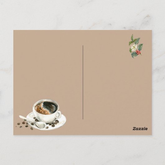 コーヒードリンク、お誕生日おめでとう、祝賀 ポストカード (裏面)