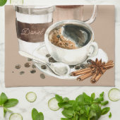 コーヒードリンクVignetteブラック、専門 キッチンタオル (折り畳み)