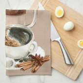 コーヒードリンクVignetteブラック、専門 キッチンタオル (四つ折り)