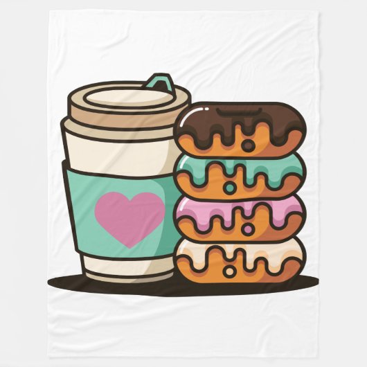 コーヒードーナツ愛好家の毛布 フリースブランケット (正面)