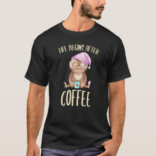 コーヒーナイトフクロウオフィスフクロウの後に人生が始まる Tシャツ