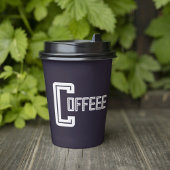 コーヒーネイビーブルーカフェレストランビジネススクリプト 紙コップ