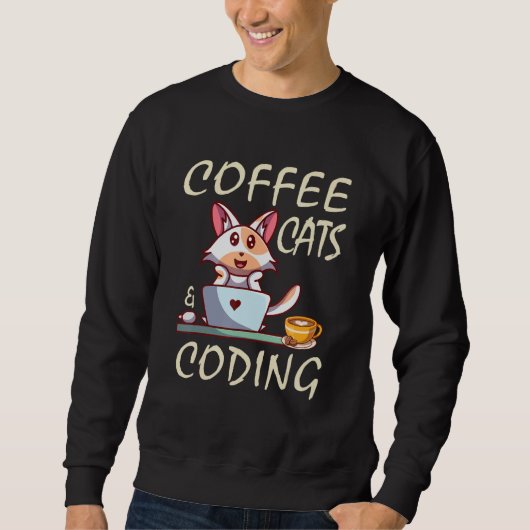 コーヒーネコ及びコード化コーダプログラマ スウェットシャツ (正面)